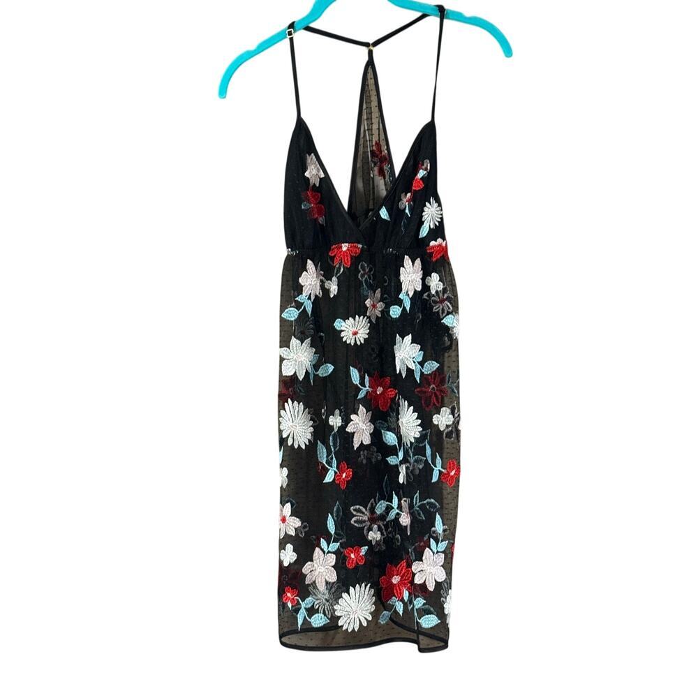 Rya Collection Sheer Floral Embroidered Teddy & Thong Set NWT Made USA Medium